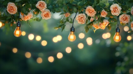 Floral Garland with Glowing Edison Bulbs