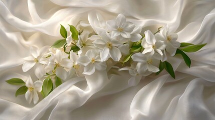 Elegant White Flowers with Green Leaves