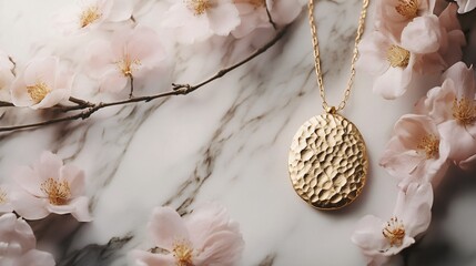 Elegant Gold Pendant on Soft Pale Background