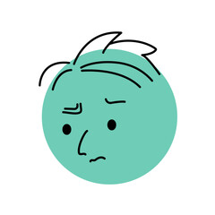 Green Smiley with Furrowed Brow