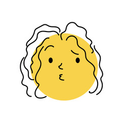 Yellow Smiley with Curly Hair