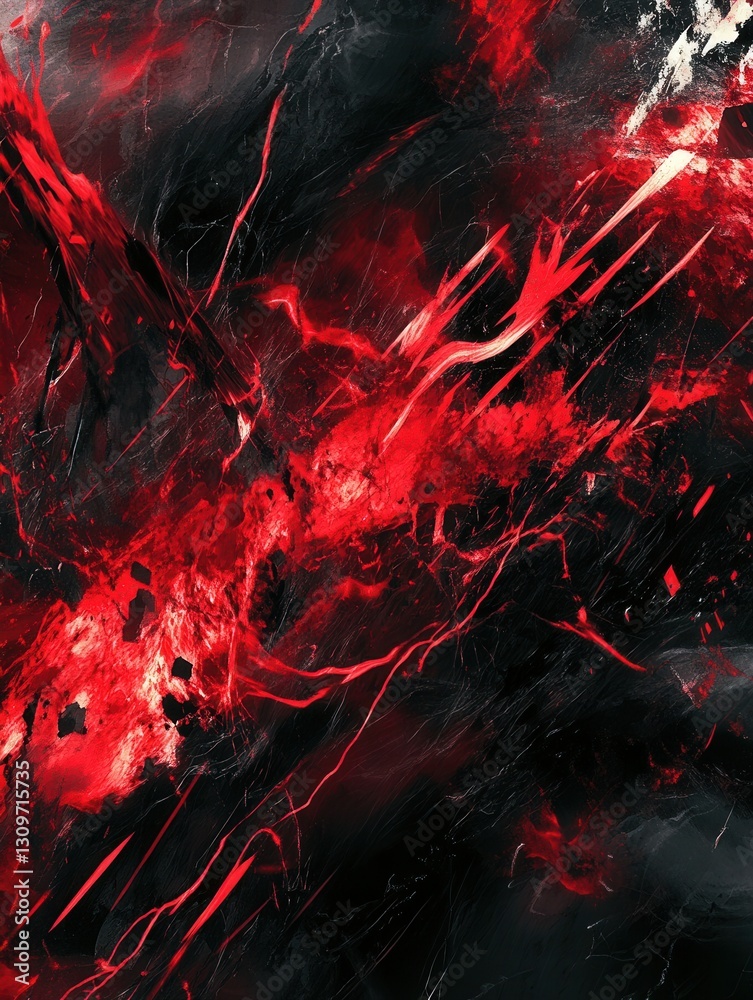 Leinwandbilder chaotic energy expressed through sharp red and black splashes representing feelings of anger and int