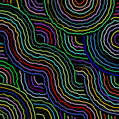 An abstract pattern of multi-colored concentric circles that creates a holographic effect. Vibrant color transitions and smooth lines give the image a dynamic and hypnotic style.