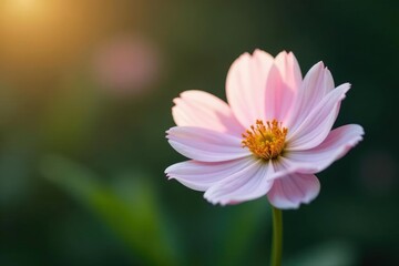 Obraz premium A solitary white flower showcases its delicate pink hues, pink, floral, naturegarden