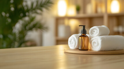 wooden tabletop with a clean, polished look, ideal for wellness and healthcare photography 