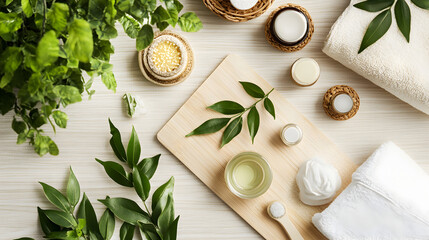 wooden tabletop with a clean, polished look, ideal for wellness and healthcare photography 