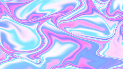 3D waving cloth texture. Liquid holographic background. Smooth silk cloth surface with ripples and folds in tissue. 4k abstract motion graphics dynamic pink and blue background. soft gradient