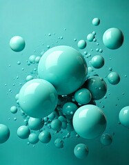 3D cyan balls background with cyan background, wallpaper for mobile phones