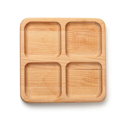Empty wooden square 4 compartments serving dish