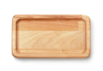 Top view of empty wooden rectangular serving plate