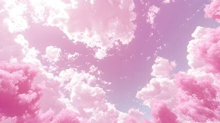 A beautiful sky filled with soft pink clouds and trees