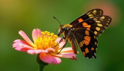 Large hemaris thysbe clearwing sipping nectar from milkweed, rose milkweed, milkweed
