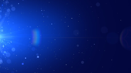 Glowing particles on blue background. Flickering  flying dust glitter particles on blue background. Blue intro moving background. Glowing magical fantasy digital galaxy.