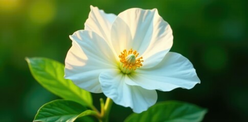 Large white flower petals unfolding on the Roselle stem, bloom, nature