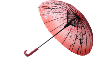 Red japanese umbrella isolated on white background