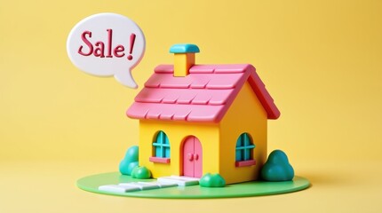 Tiny house toy model for sale creative marketing finance concept home environment cheerful viewpoint
