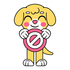 cute dog holding a block button