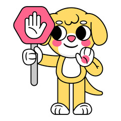 cute dog holding a block sign
