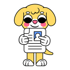 cute dog holding a cv