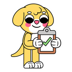 cute dog holding a clipboard