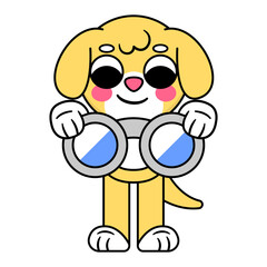 cute dog holding glasses