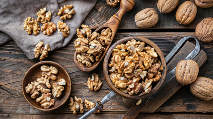 Fototapeta premium walnuts and nutcracker