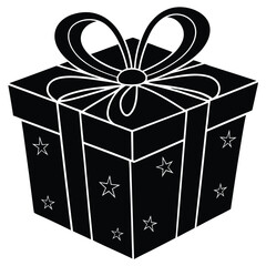 Minimalist Black Gift Box Vector | High-Quality Graphics