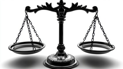 Justice Scales, Balanced, White Background