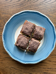 Traditional Turkish dessert cold baklava in the plate. Geleneksel Soguk baklava.