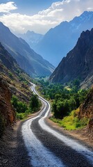 Mountain road winding valley scenic travel
