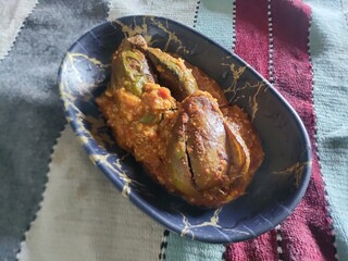 Baghare baingan, Baingan masala, Eggplant or brinjal curry, Bharli vangi. Indian food recipes.