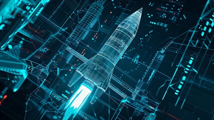 Digital Rocket Launch: A Futuristic Space Exploration Visualization
