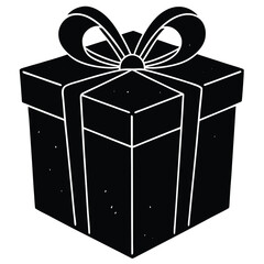 Minimalist Black Gift Box Vector | High-Quality Graphics