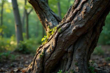 Obraz premium Intricate bark texture, gnarled branches, close-up detail, macro, pattern