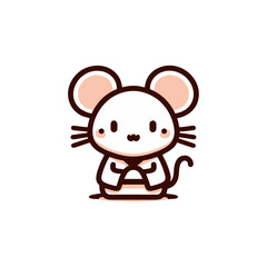 Of a cute white mouse wearing a kimono.