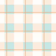 Gingham seamless vector pattern with kawaii carrots. Tartan check for tablecloths, napkins, clothes, packaging, for the Easter holiday. Cozy cute childish. easter color.