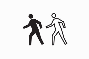 Pedestrian silhouette black and white image.