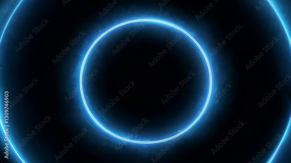 Sticker bold high tech background featuring circular grunge textures illuminated pulsating blue video of neo