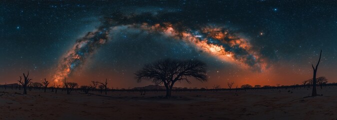 Obraz premium Stunning Milky Way Arch Over Desert Landscape Night Sky