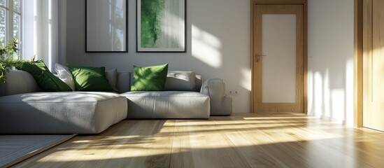 Modern living room with natural light and comfortable sectional sofa.