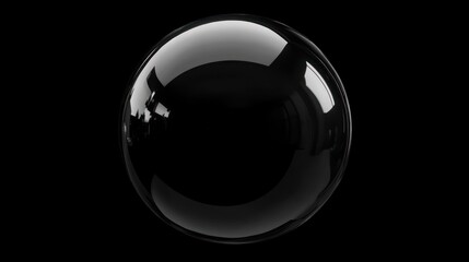 Glossy Black Sphere on Black Background