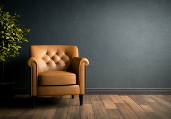 Elegant White Leather Chair with Dark Wood Accents