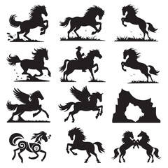 A silhouette of a rider on a horse execute the walk. Horse Silhouettes (Vector Drawing) A silhouette of a rider on a horse execute the piaffe.