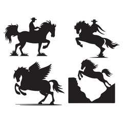 A silhouette of a rider on a horse execute the walk. Horse Silhouettes (Vector Drawing) A silhouette of a rider on a horse execute the piaffe.