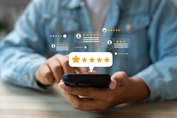 Online customer satisfaction Survey service concept, client rate service from experience in...