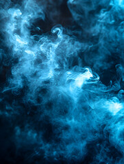 Obraz premium Abstract swirls of vibrant blue smoke against black