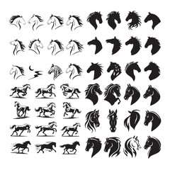 Horse head silhouette icon in black color. Vector template. Beautiful animal horse head silhouette black color vector artwork illustration