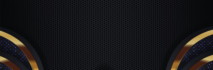 Dark gold curves on perforated backdrop