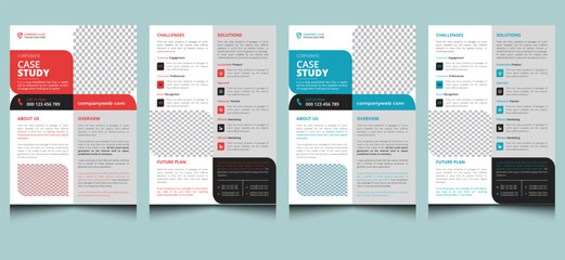 Simple elegant clean editable creative modern corporate professional company minimalist business 
 report marketing blue red case study layout template design.