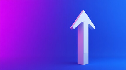 White arrow pointing up on_a purple background.